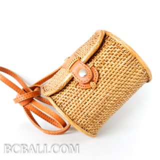 Cylinder clutch bag ata rattan grass balinese hand woven